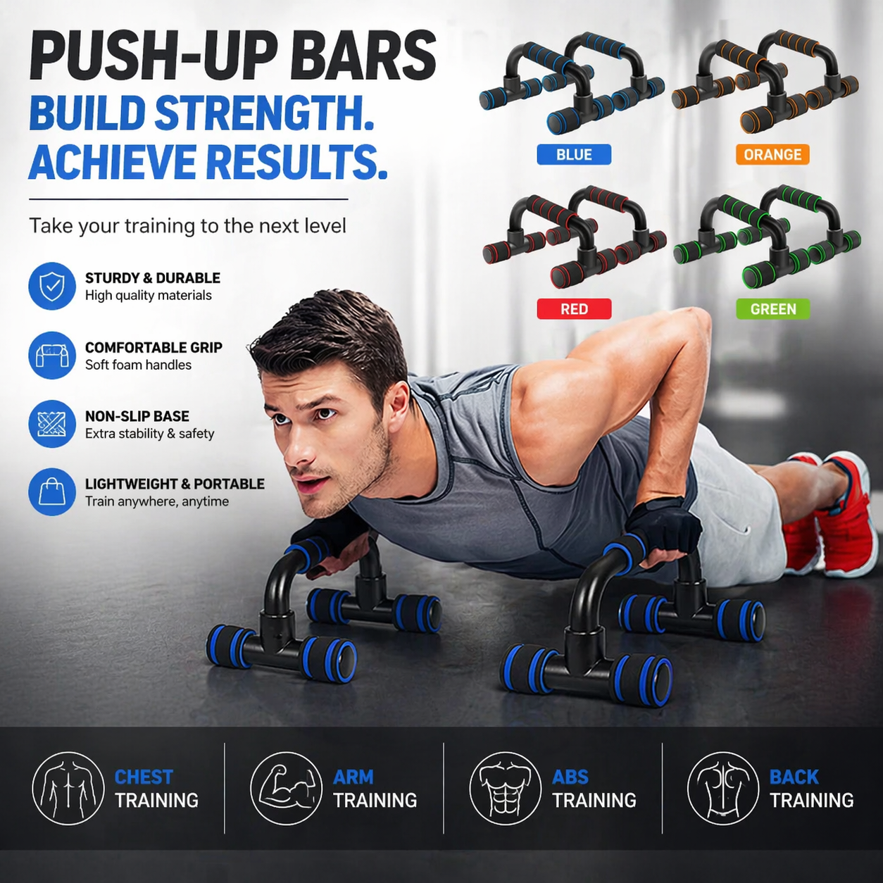 Premium Push-Up Bars Set – Sterkere Borst, Armen & Core | Thuis Fitness